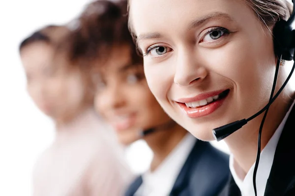 Operators working with headset — Stock Photo