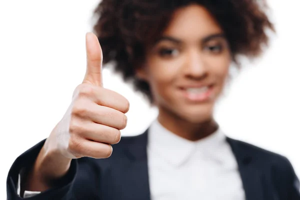 Businesswoman showing thumb up — Stock Photo