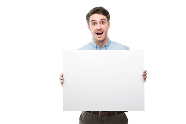 Man with blank card — Stock Photo