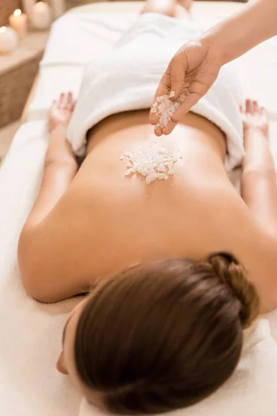 Massage with salt scrub — Stock Photo