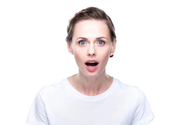 Attractive shocked woman — Stock Photo