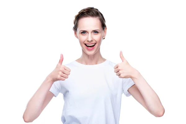 Woman with thumbs up — Stock Photo