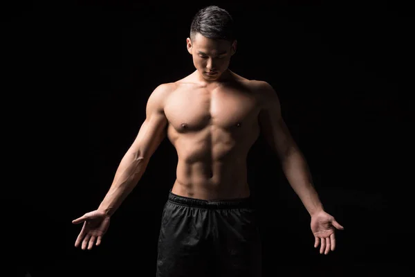 Shirtless muscular asian man — Stock Photo