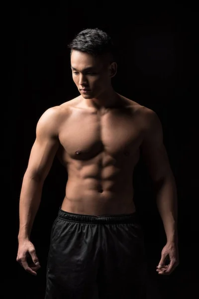 Shirtless muscular asian man — Stock Photo