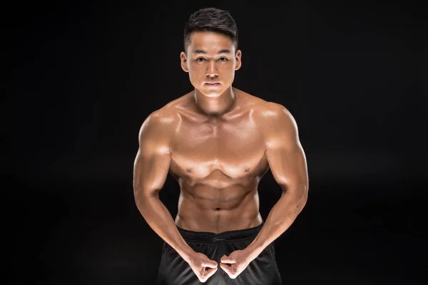 Sem camisa muscular asiático homem — Fotografia de Stock