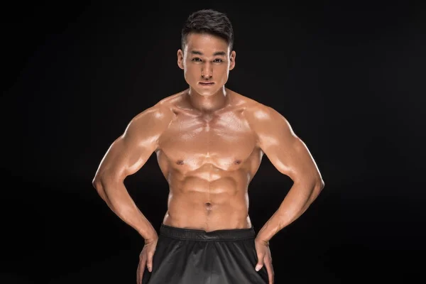 Torse nu musclé asiatique homme — Photo de stock