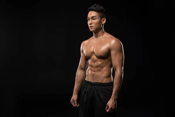 Sem camisa muscular asiático homem — Fotografia de Stock