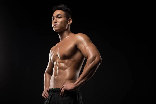 Shirtless muscular asian man — Stock Photo