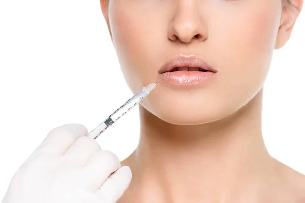 Woman getting botox injection — Stock Photo