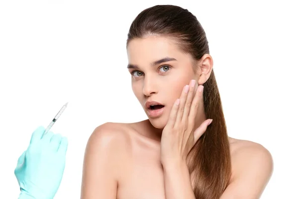 Woman getting botox injection — Stock Photo