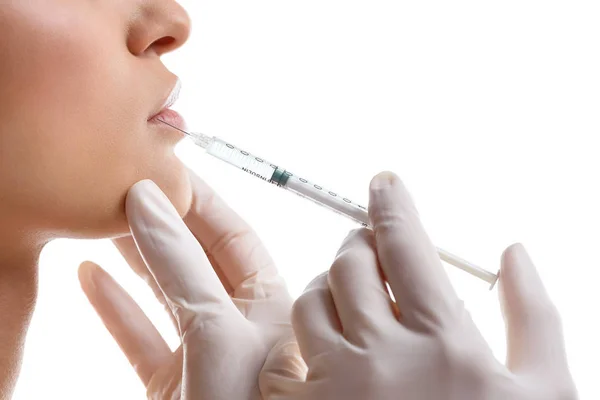 Woman getting botox injection — Stock Photo