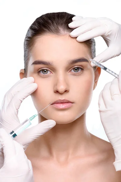 Woman getting botox injection — Stock Photo