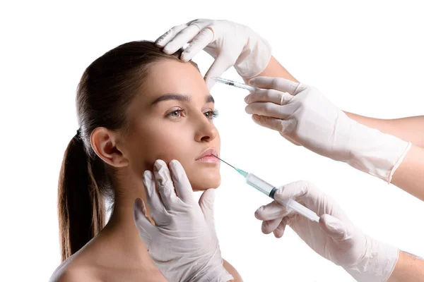 Woman getting botox injection — Stock Photo