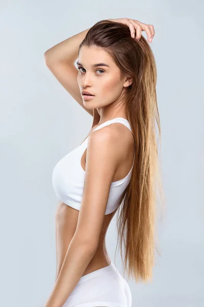 Приваблива молода струнка жінка — Stock Photo