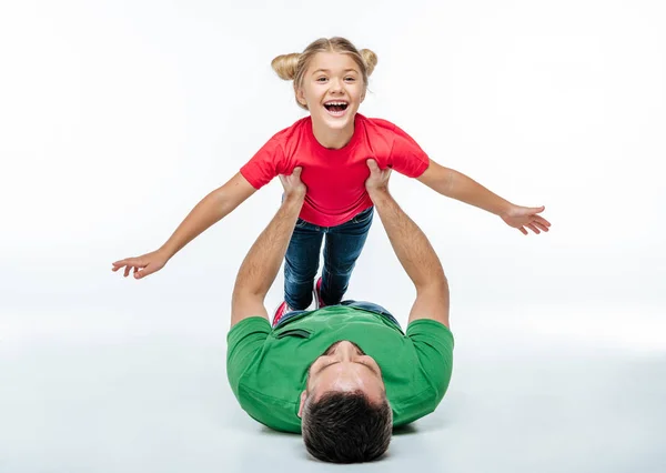 Vader en dochter hebben plezier samen — Stockfoto