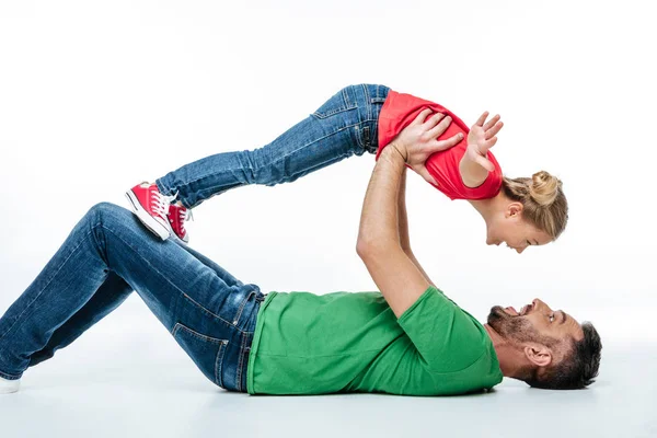 Vader en dochter hebben plezier samen — Stockfoto