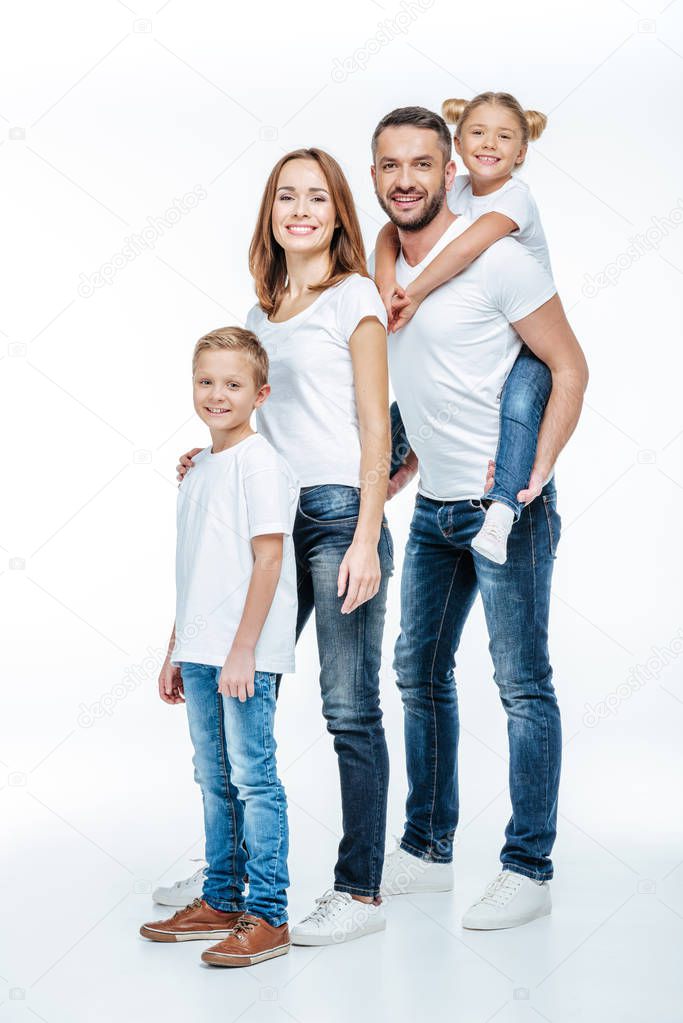 Happy family standing together