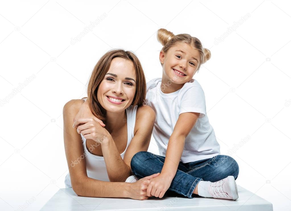 Mother and daughter having fun together