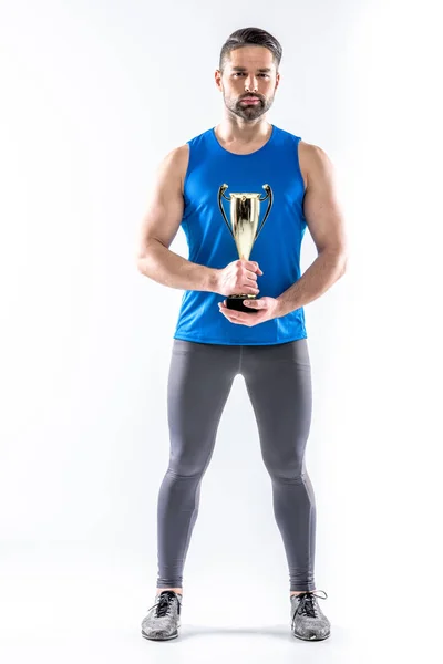 Man holding trophy — Stock Photo, Image