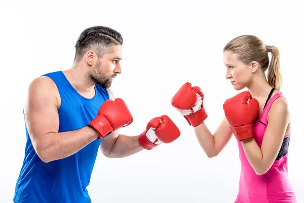 남자와 여자 권투 — 스톡 사진