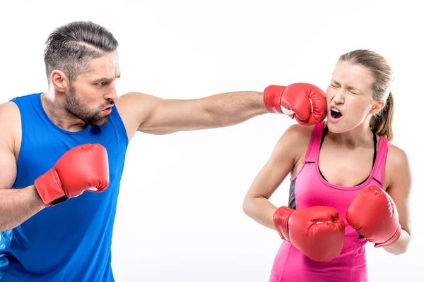 Mężczyzna i kobieta, boks — Zdjęcie stockowe