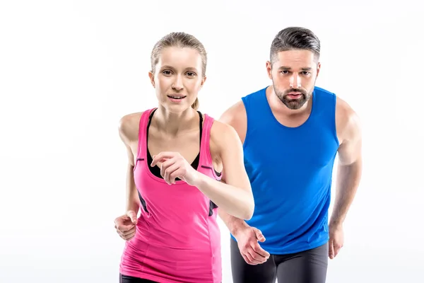 Mann und Frau joggen — Stockfoto