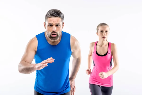 Hombre y mujer trotando — Foto de Stock