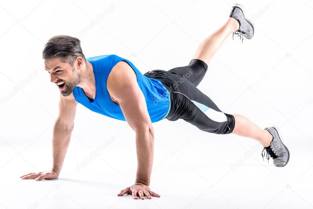 Man doing plank exercise 