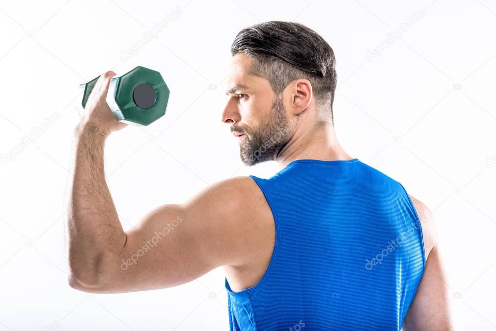 Man exercising with dumbbell