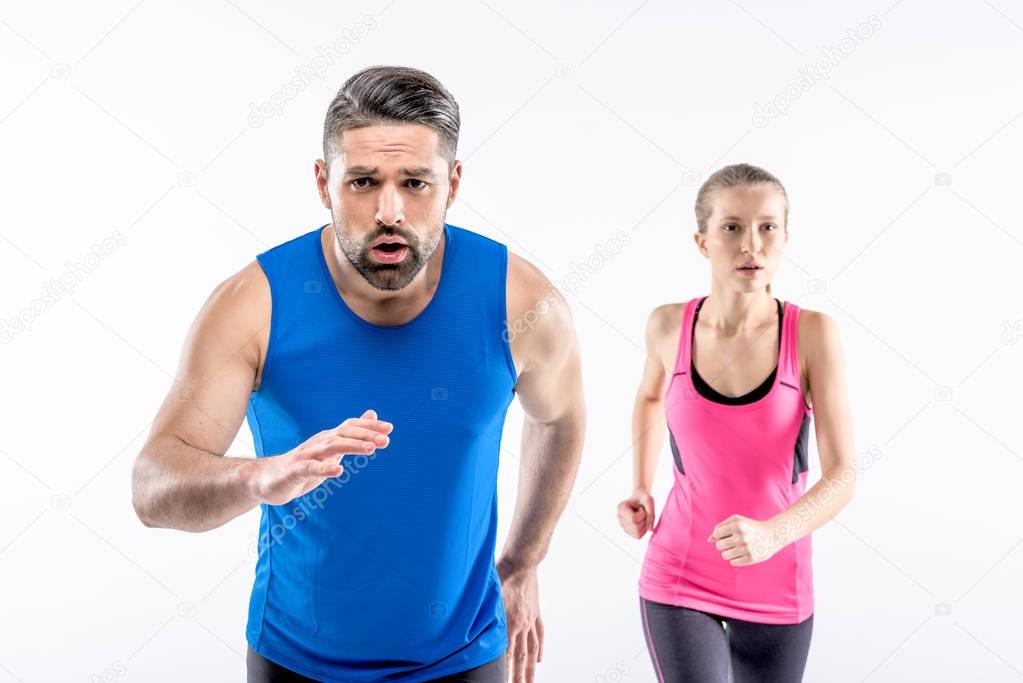 Man and woman jogging
