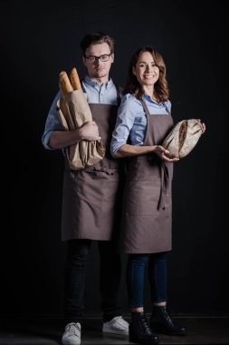 Bakers holding bread clipart