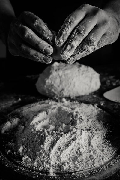 Baker kneading dough