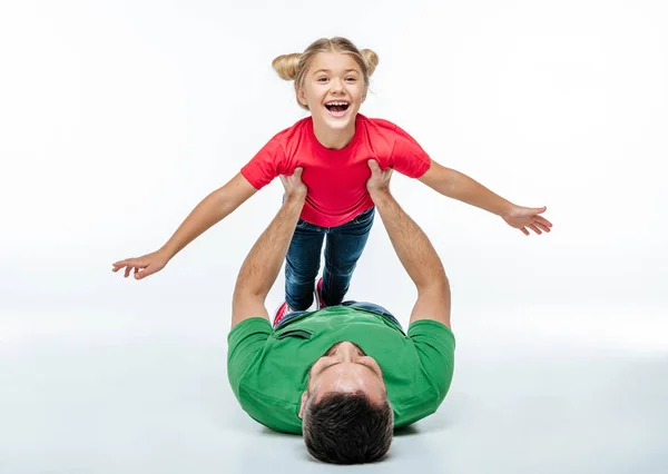 Vater und Tochter haben gemeinsam Spaß — Stockfoto