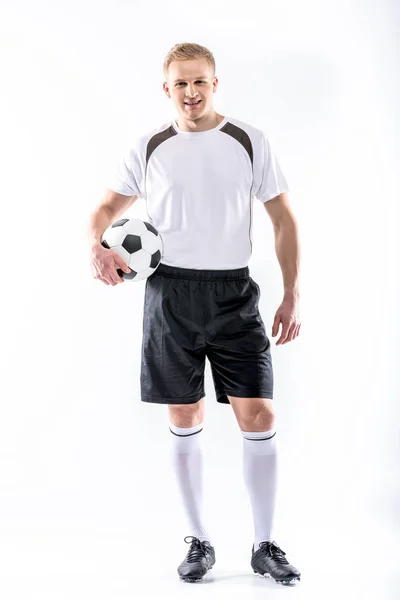 Joueur de football faisant de l'exercice avec ballon — Photo de stock