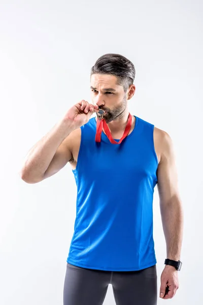Man with gold medal award — Stock Photo