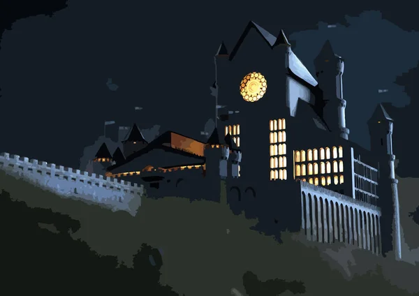 Castillo por la noche — Vector de stock