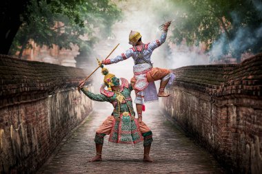 Thai traditional dance of the Ramayana dance clipart