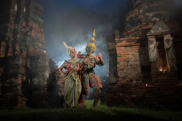 Dança tradicional tailandesa da dança Ramayana — Fotografia de Stock