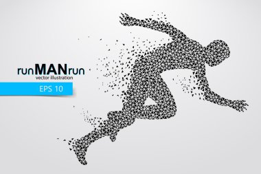 Üçgen çalışan bir adam silüeti. Metin ve ayrı bir katmana, arka plan rengi tek bir tıklamayla değiştirilebilir