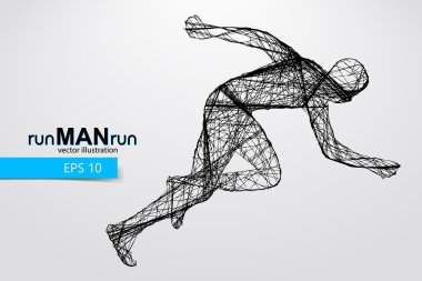 Çalışan bir adam silüeti. Metin ve ayrı bir katmana, arka plan rengi tek bir tıklamayla değiştirilebilir. Adam çalıştıran