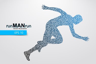 Üçgen çalışan bir adam silüeti. Metin ve ayrı bir katmana, arka plan rengi tek bir tıklamayla değiştirilebilir