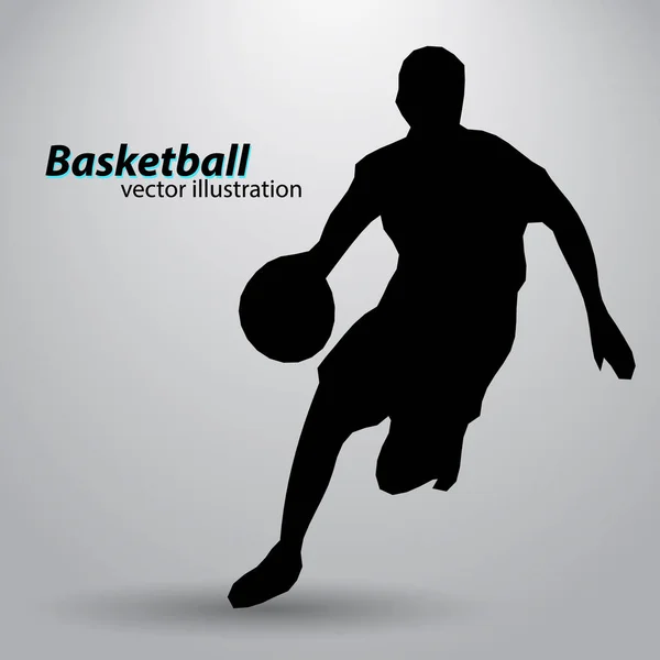 Silhouet van een basketbalspeler. — Stockvector