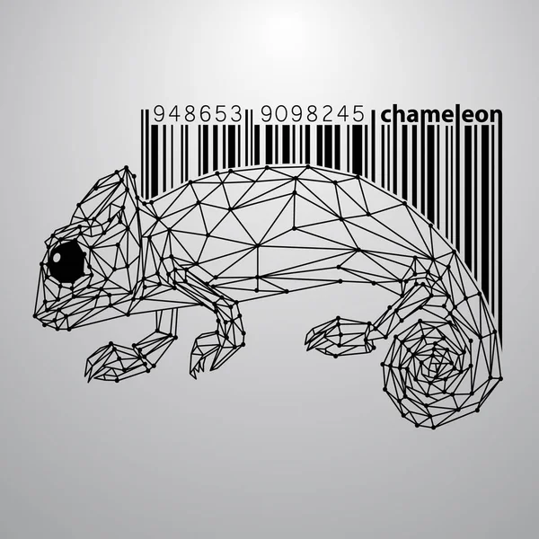 Chameleon from triangles and barcode. — Stock Vector