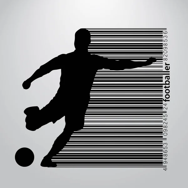 Silhouette of a football player and barcode — Stock Vector