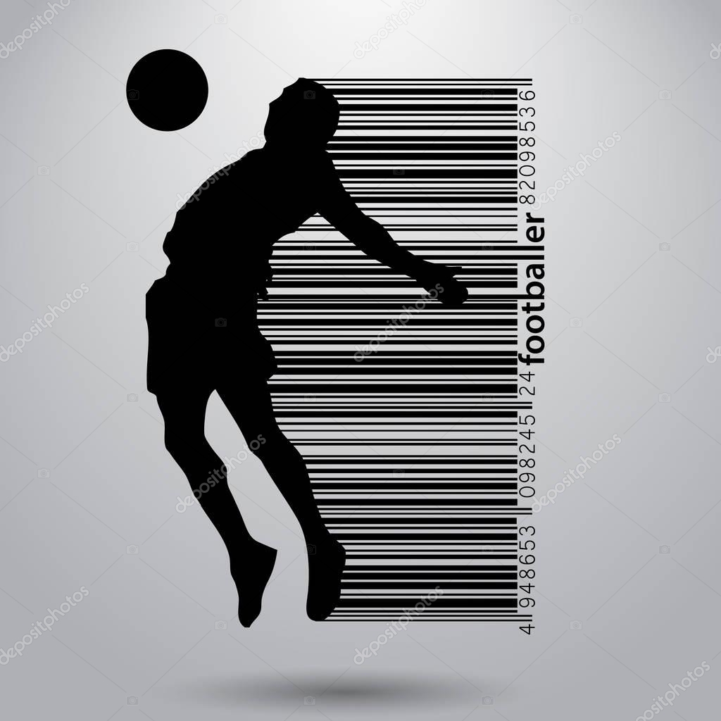 Silhouette of a football player. Text and background on a separate layer, color can be changed in one click.