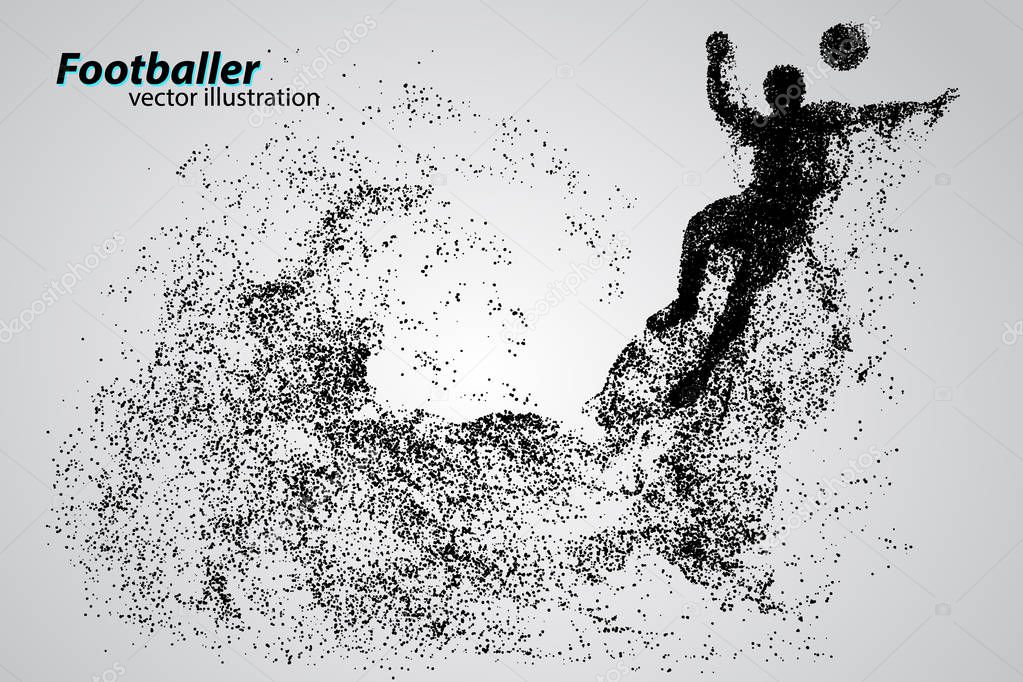 Silhouette of a football player from particles. Text and background on a separate layer, color can be changed in one click.