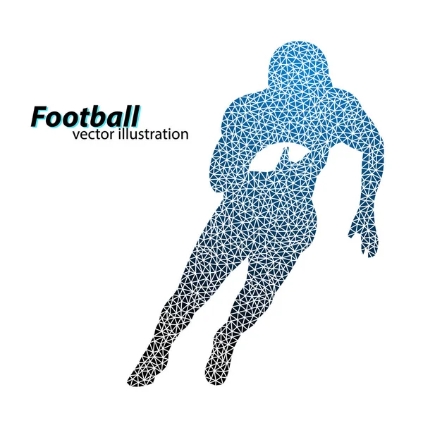 Silueta de un jugador de fútbol desde el triángulo. Rugby. Futbolista americano — Vector de stock