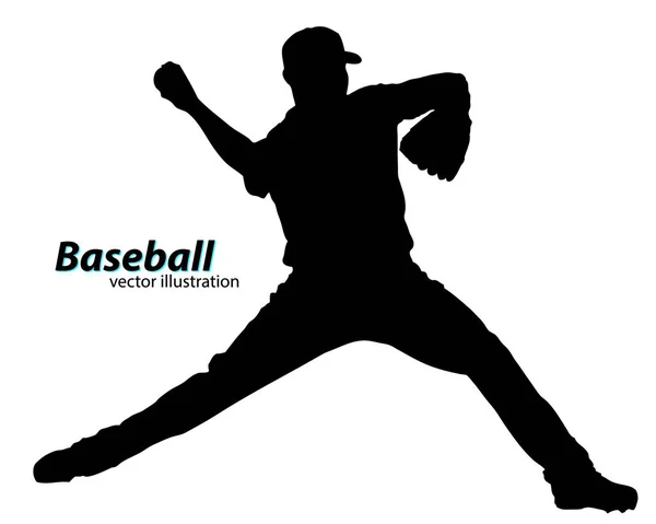 Silhouette d'un joueur de baseball — Image vectorielle