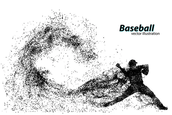 Silhouette d'un joueur de baseball à partir de particules . — Image vectorielle