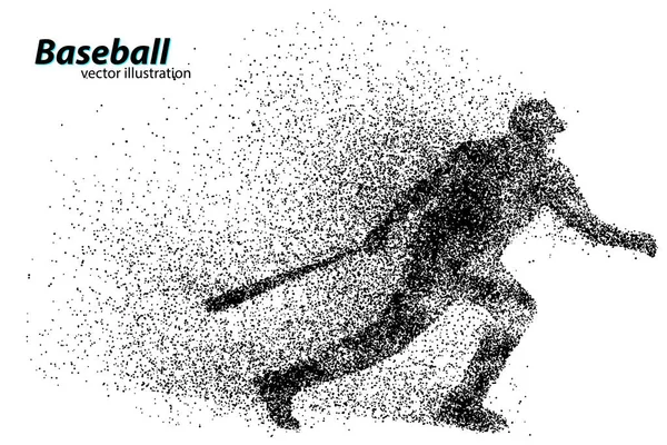 Silhouette eines Baseballspielers aus Teilchen. — Stockvektor